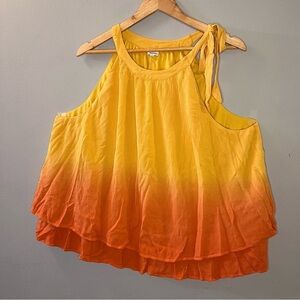 Madison & Berkeley Flutter Tank Yellow & Orange Rayon Size XXL Lined